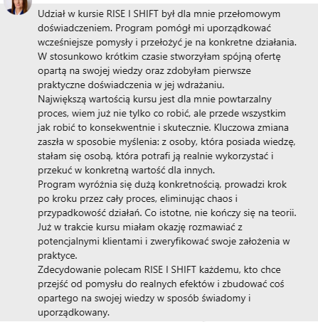 Recenzja kursu od Pani Agnieszki